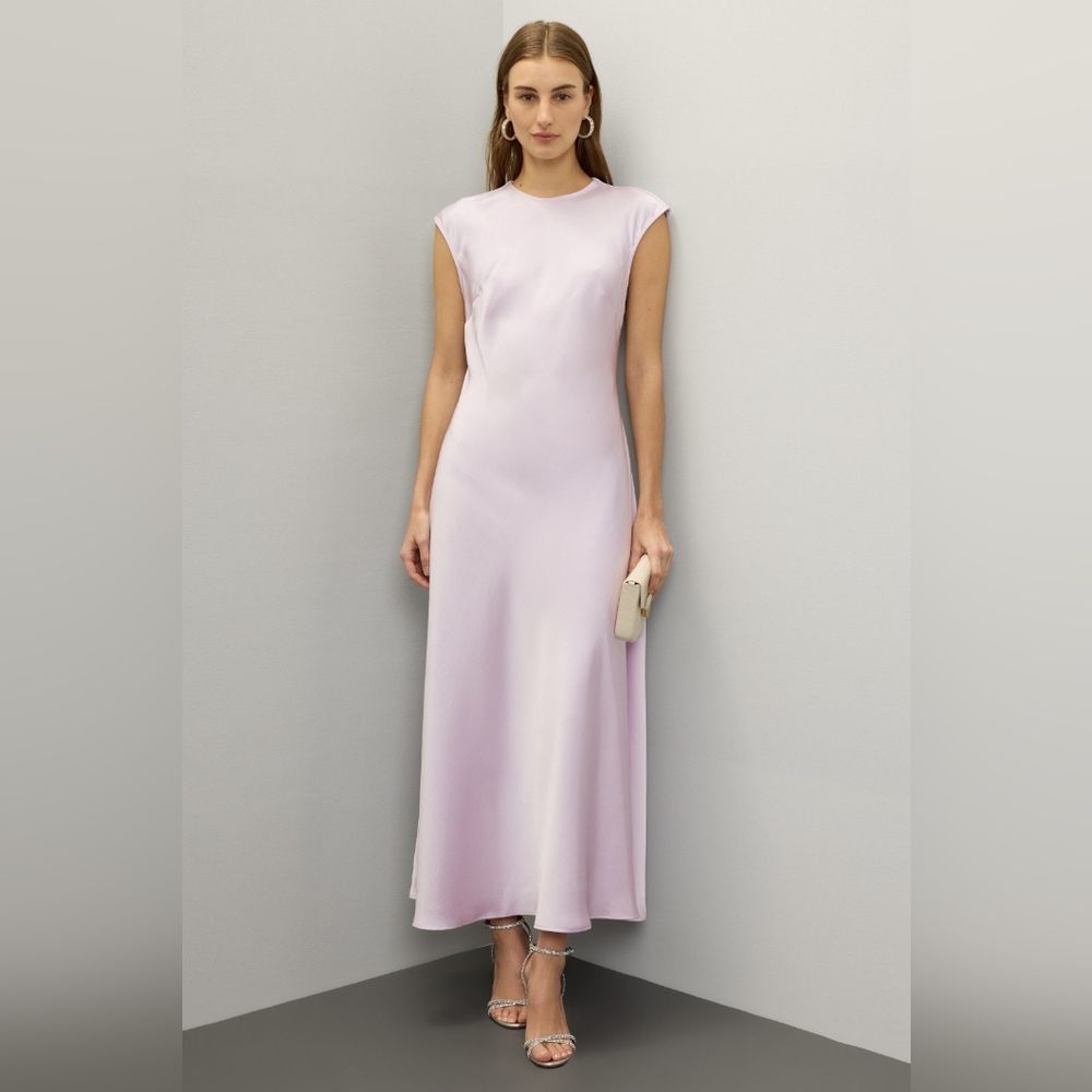Bardot Lilac Satin Slip Midi Dress